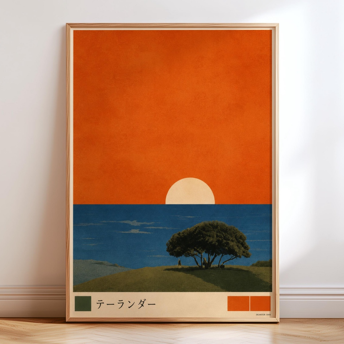 Home Decor Japandi Style - Japanese Sunset Landscape Canvas Prints Poster