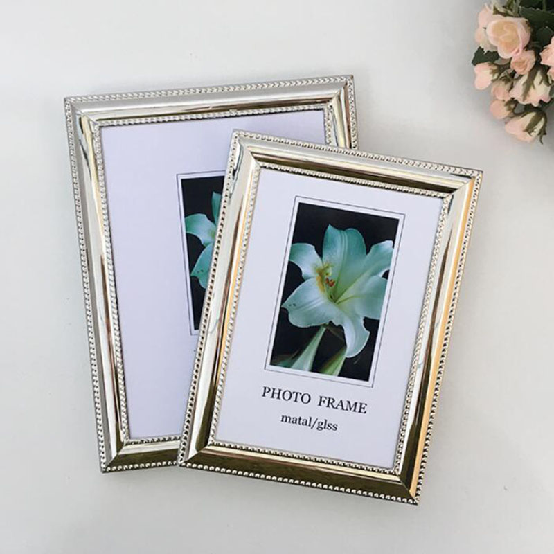 Bamboo Photo Frame - European Style Metal Silver Color Rectangle