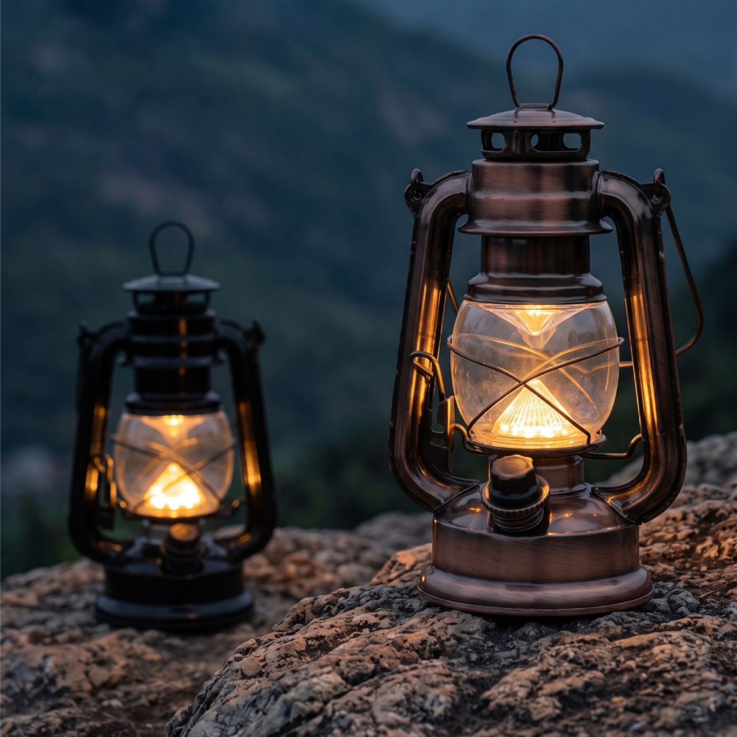 Home Decor Xmas - Vintage LED Lantern Retro Metal Oil
