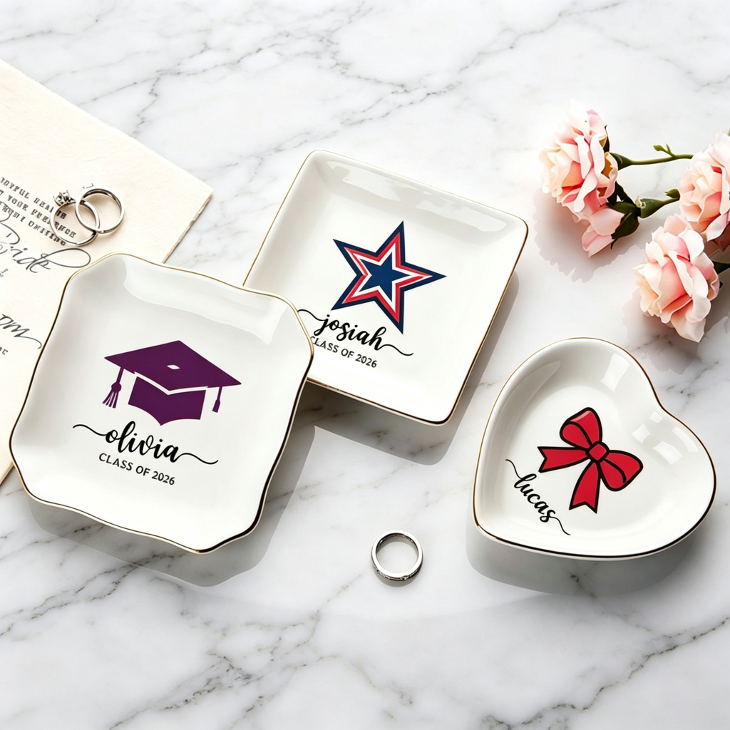 Ceramic Trinket Dish - Personalized Ceramic Jewelry Tray Photo Trinket