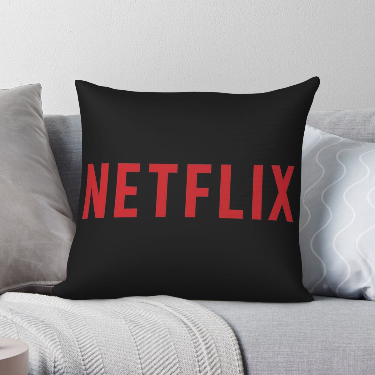Home Decor Netflix - Netflix Logo Square Pillowcase Polyester Linen