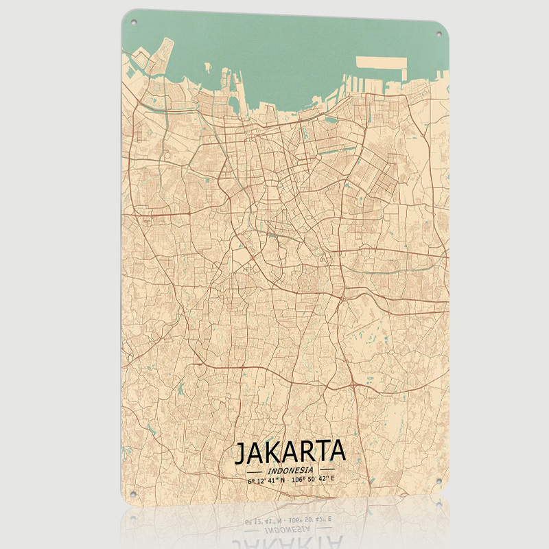 Jakarta Vintage Map Printed Po - огляд і ціна Home Decor Jakarta