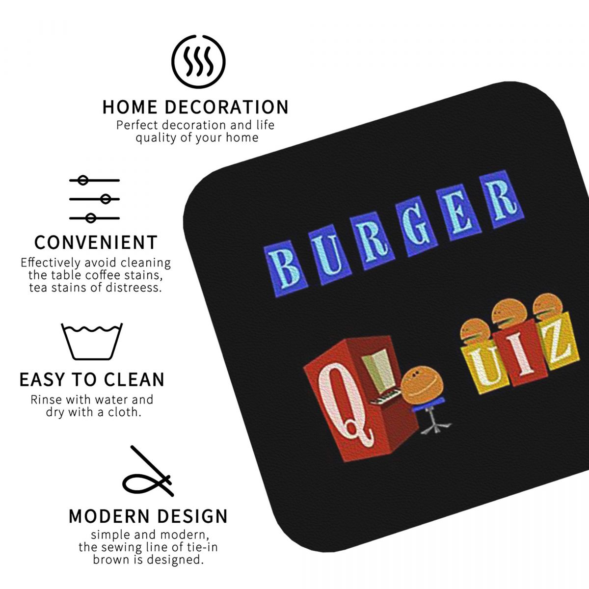 Burger Quiz New Logo Coasters  - огляд і ціна Home Decor Quiz Free