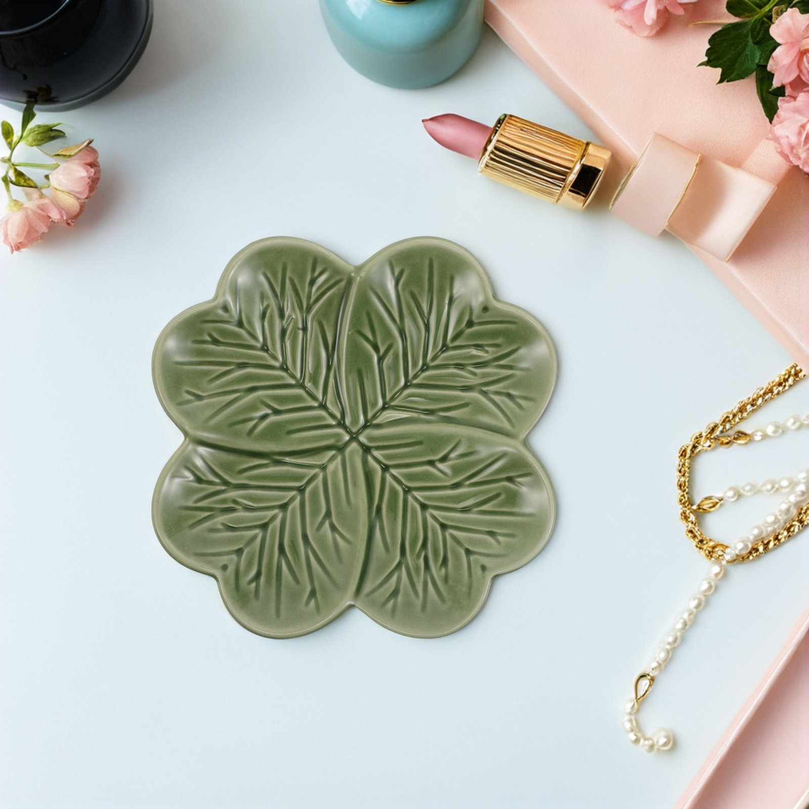 Clover Ceramic Jewelry Dish Fo - огляд і ціна Ceramic Trinket Dish